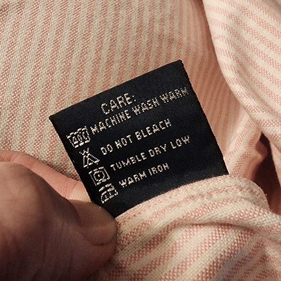 Vintage Ralph Lauren Sport Pink White Stripe Cotton Button Shirt Women's Size 8 - Picture 6 of 6